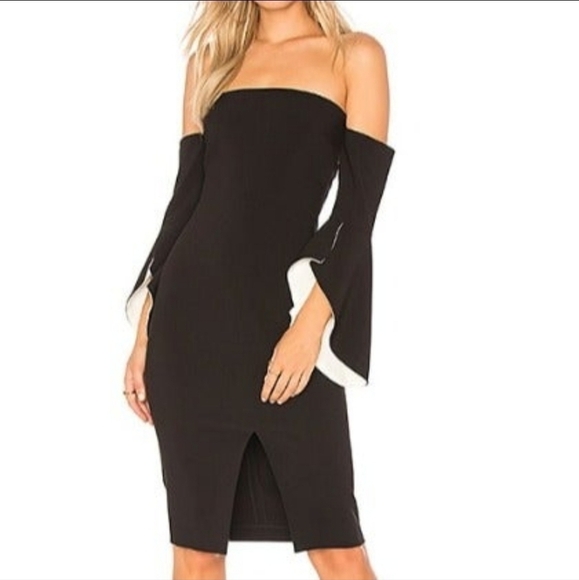 🔴LIKELY Ramona Dress black off the shoulder dress‎ - Picture 1 of 7